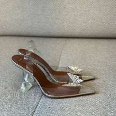 Amina Muaddi Gilda PVC Slingback Heels - Size 40