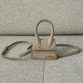 Jacquemus Le Chiquito Beige Linen Top Handle Bag with Strap