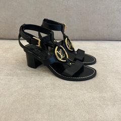 Louis Vuitton Faro Sandals in Black Leather - Size 36.5