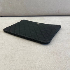 Chanel Black Quilted Caviar Leather Clutch