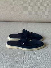 Loro Piana Summer Charms Walk Mules in Suede Blue - Size 38.5