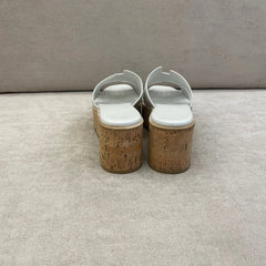 Hermès White Leather Eze Mules - Size 38