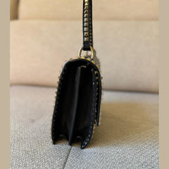 Valentino Black Rockstud No Limit Top Handle Bag with Strap