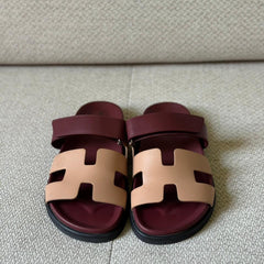 Hermès Rouge H & Beige Chypre Sandals - Size 39