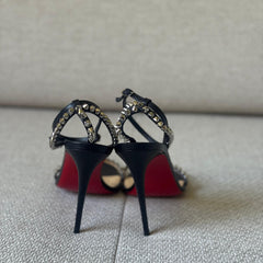Christian Louboutin So Me 100 Studded Black Leather Sandals – Size 37.5