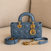 Christian Dior Small Lady D-Joy Bag Blue Cannage Lambskin