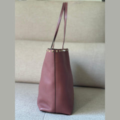 Valentino Rockstud Tote in Rosewood Leather