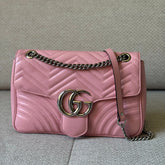 Gucci GG Marmont Medium Pink Leather with Silver Hardware