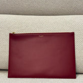 Saint Laurent Burgundy Leather Clutch