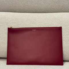Saint Laurent Burgundy Leather Clutch
