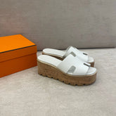 Hermès White Leather Eze Mules - Size 38