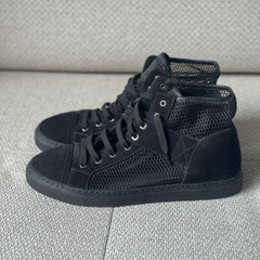 Chanel Black Mesh & Suede High Top Sneakers - Size 40