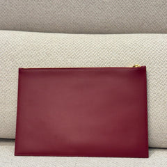 Saint Laurent Burgundy Leather Clutch