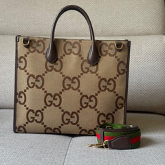 Gucci Jumbo GG Canvas Tote with Web Strap