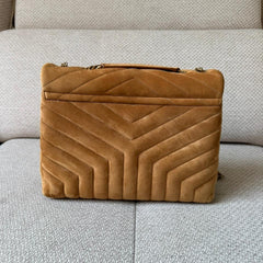 Saint Laurent Tan Loulou Medium Suede Chain Bag