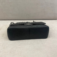 Chanel Black Caviar Leather Jumbo Double Flap Bag Silver Hardware with Entrupy Certificate