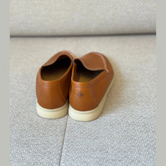 Loro Piana Tan Leather Summer Walk Loafers - Size 41