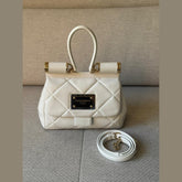 Dolce & Gabbana White 90's Aria Top Handle Bag with Strap