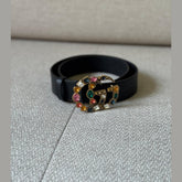 Gucci Black GG Marmont Crystal Embellished Belt – Size 80