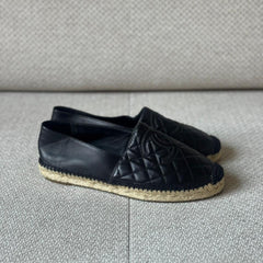 Chanel Black Quilted CC Espadrilles - Size 38