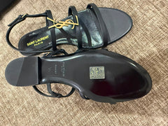 Saint Laurent Black Cassandre Flat Sandals – Size 38