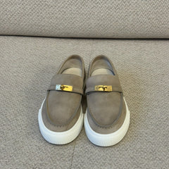 Hermès Game Slip-On Sneakers in Beige Suede - Size 38.5