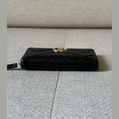 Gucci GG Marmont Black Leather Zipped Wallet