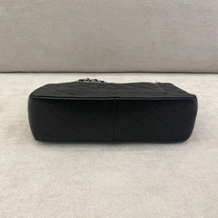 Chanel Black Caviar Leather Jumbo Double Flap Bag Silver Hardware with Entrupy Certificate