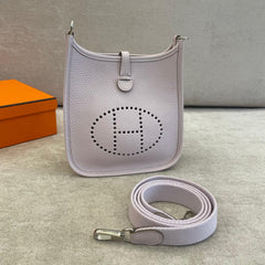 Hermès Mauve Clemence Leather Mini Evelyne