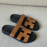 Hermès Gold Calfskin Leather Chypre Sandals – Size 40.5