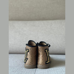 Louis Vuitton Punchy High Top Sneakers with Sequined LV Patch - Size 37