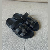 Hermès Chypre Black Calfskin Sandals “Panoplie Equestre” – Size 38