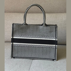 Christian Dior Black & White Canvas Medium Book Tote