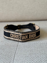 Christian Dior Belt in Black and Beige Embroidered Canvas - Size 75