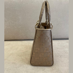 Christian Dior Metallic Gold Medium Lady Dior Bag with Strap