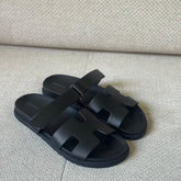 Hermès Black Calfskin Leather Chypre Sandals - Size 41