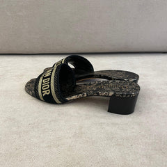 Christian Dior Black & Gold Dway Low Heel Slides - Size 38.5