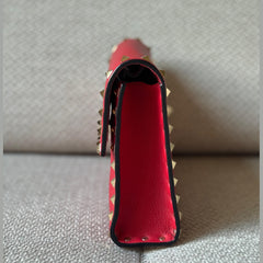 Valentino Garavani Rockstud Spike Red Leather Crossbody Bag