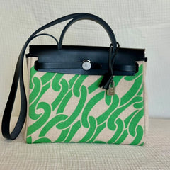Hermès Green Herbag Zip 31 with PHW Top Handle with Strap