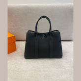 Hermès Black Leather Garden Party 30