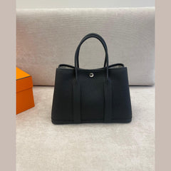 Hermès Black Leather Garden Party 30