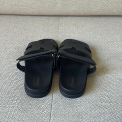 Hermès Black Calfskin Leather Chypre Sandals - Sizes 39.5 & 40