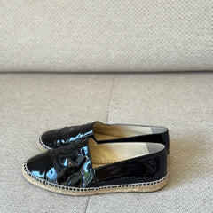 Chanel Black Patent CC Espadrilles - Size 41