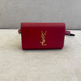 Saint Laurent Red Leather Kate Belt Bag - Free Size