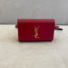 Saint Laurent Red Leather Kate Belt Bag - Free Size