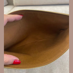 Céline Brown Monogram Triomphe Clutch with Wristlet Strap