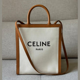 Celine Small Vertical Cabas Tote in Canvas and Leather