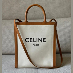 Celine Small Vertical Cabas Tote in Canvas and Leather