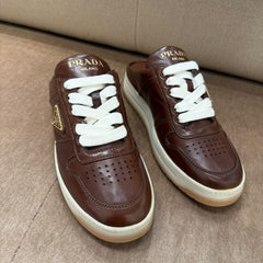 Prada Brown Leather Backless Sneakers - Size 37