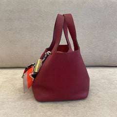 Hermès Ruby Red Picotin 18 Clemence Leather PHW with Twilly and Entrupy Certificate